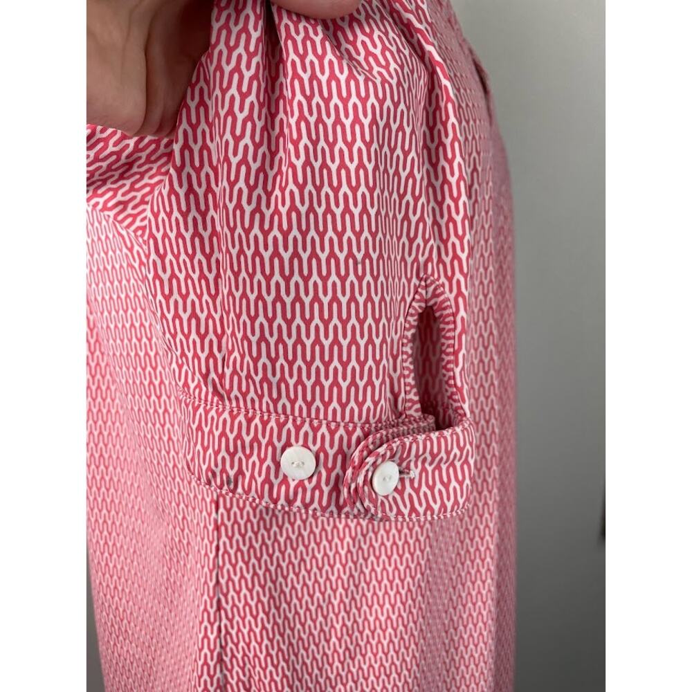 Ellie Kia Relaxed V-Neck Geometric Print Blouse Pink Preppy Top Womens Large - Picture 6 of 14